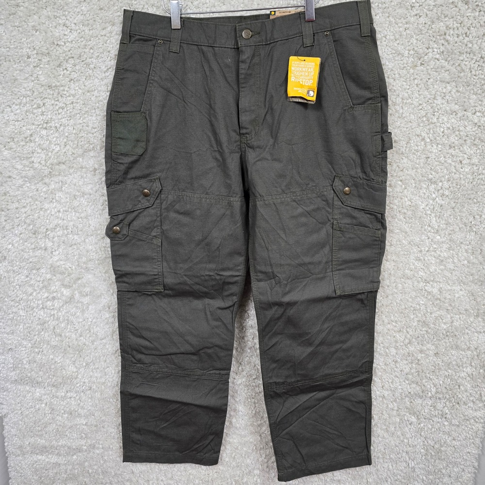Carhartt Ripstop Cargo Work Pant Men 38x30 Moss Green Relaxed Fit Rugged Utility